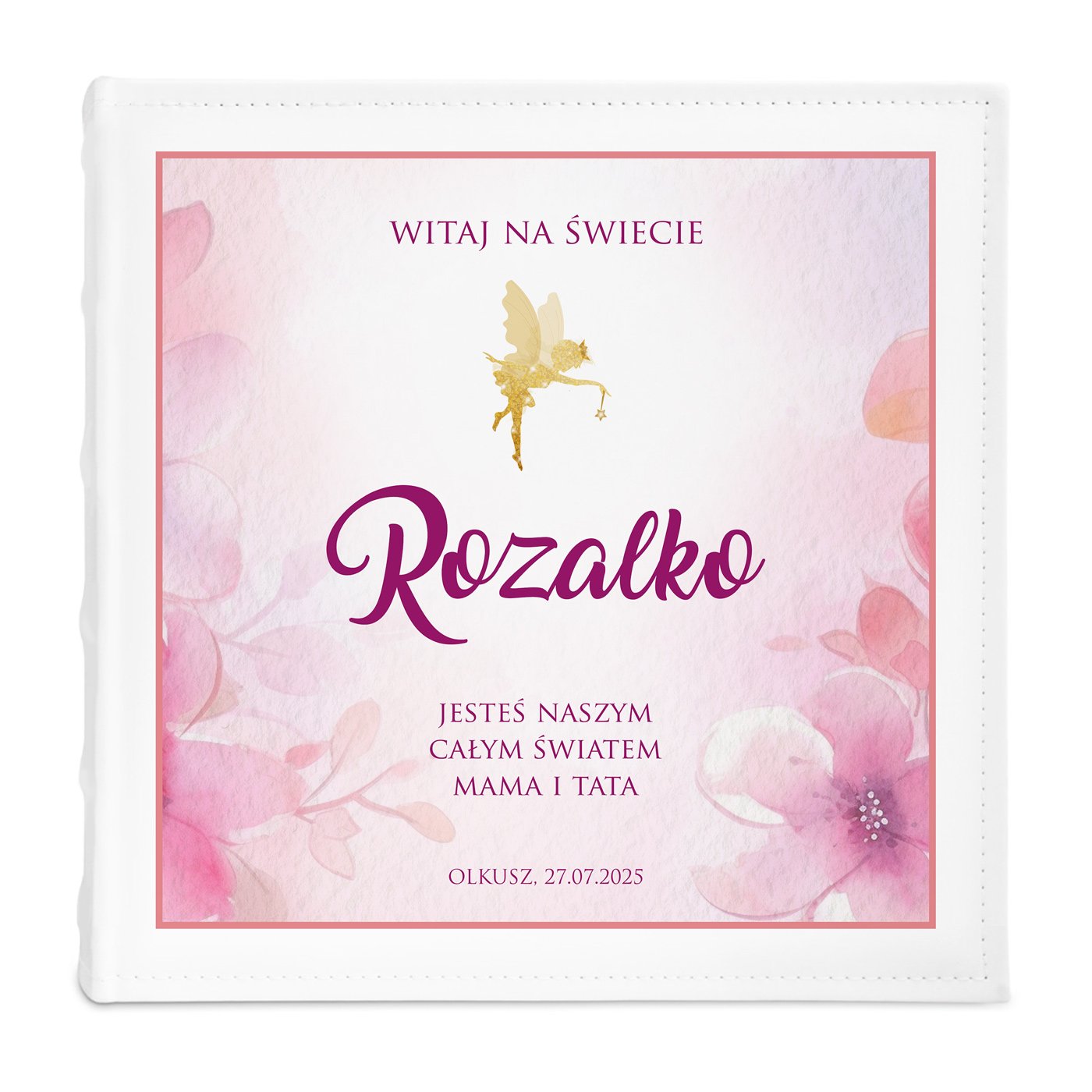 Duży album na zdjęcia z nadrukiem dla dziewczynki z okazji narodzin
