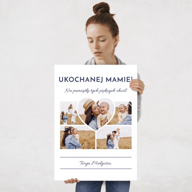 Plakat metalowy personalizowany L z kolażem zdjęć dla mamy