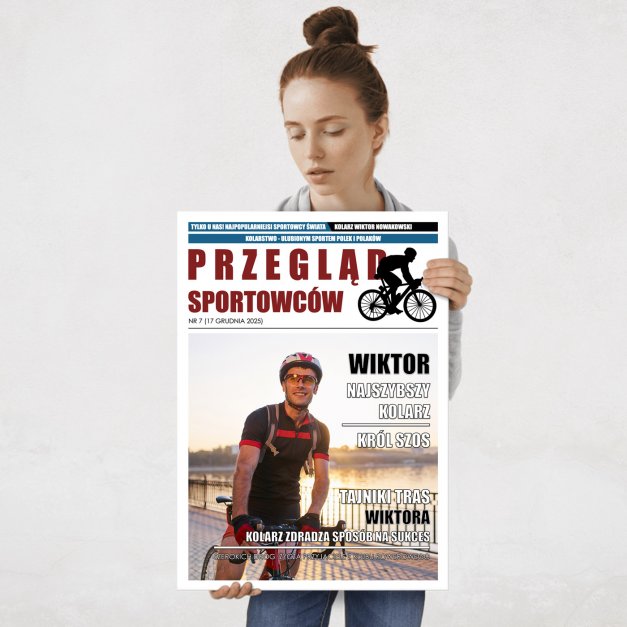 Plakat metalowy personalizowany L ze zdjęciem Przegląd Sportowców dla rowerzysty