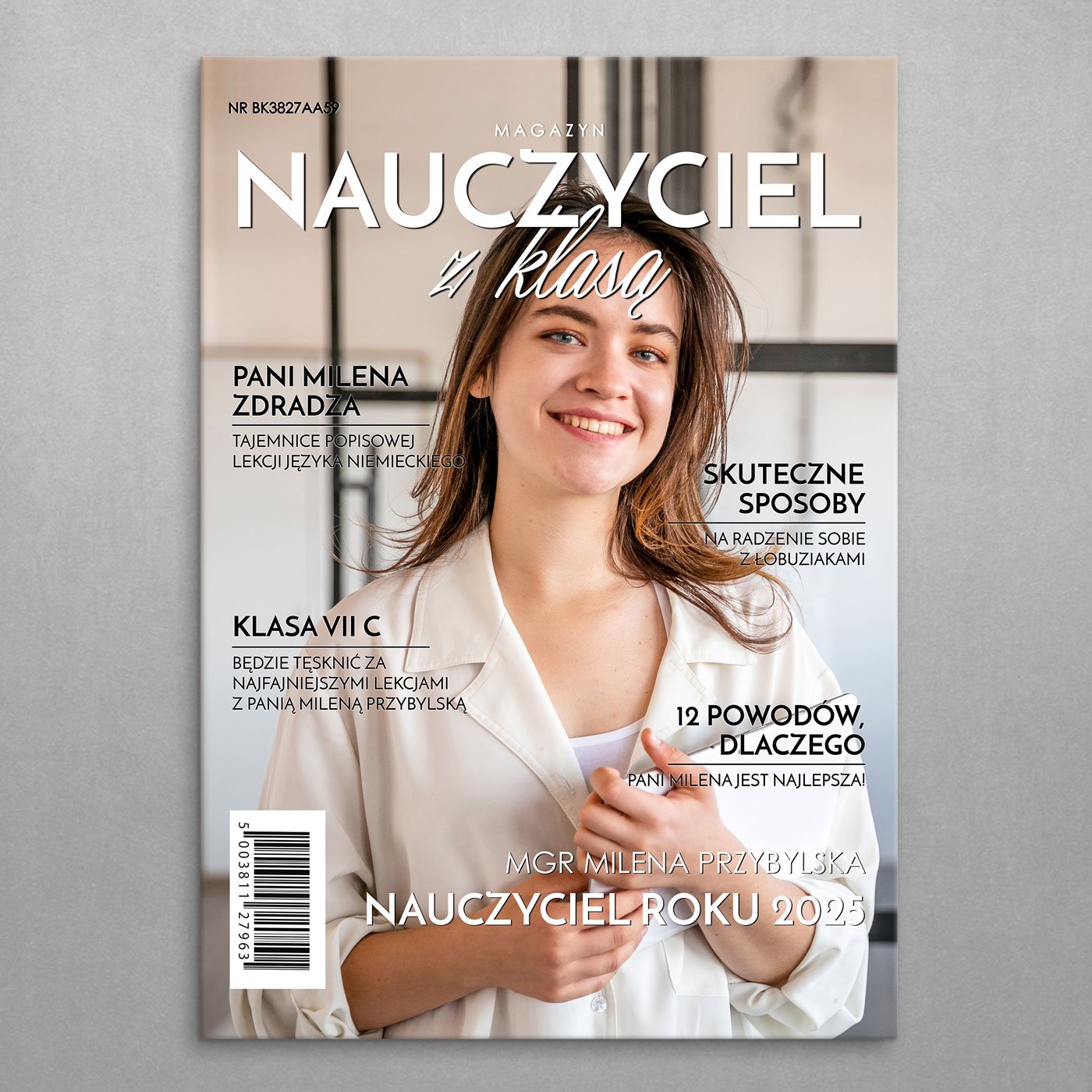 Plakat metalowy personalizowany L ze zdjęciem Nauczyciel z Klasą dla nauczycielki wychowawczyni