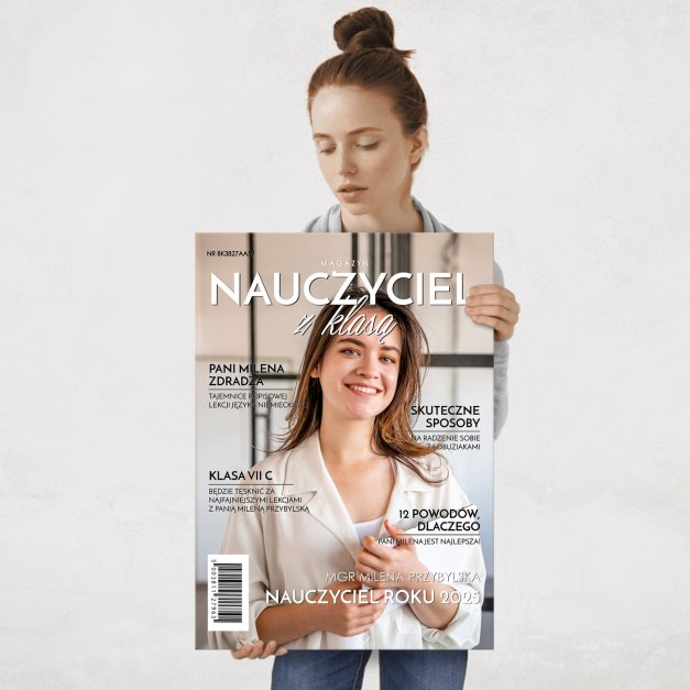 Plakat metalowy personalizowany L ze zdjęciem Nauczyciel z Klasą dla nauczycielki wychowawczyni