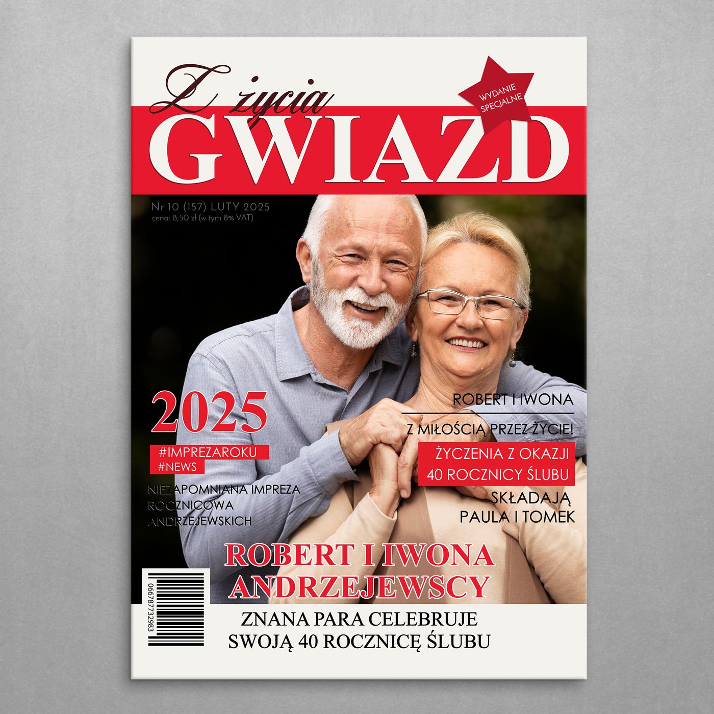Plakat metalowy personalizowany L ze zdjęciem Z Życia Gwiazd dla pary na 40 rocznicę ślubu