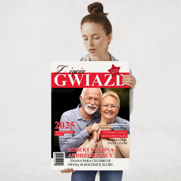 Plakat metalowy personalizowany L ze zdjęciem Z Życia Gwiazd dla pary na 40 rocznicę ślubu