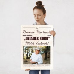 Plakat metalowy personalizowany L ze zdjęciem Twój Dziennik dla dziadka na Dzień Dziadka