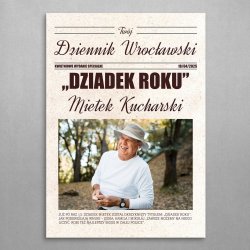 Plakat metalowy personalizowany M ze zdjęciem Twój Dziennik dla dziadka na Dzień Dziadka