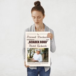 Plakat metalowy personalizowany M ze zdjęciem Twój Dziennik dla dziadka na Dzień Dziadka