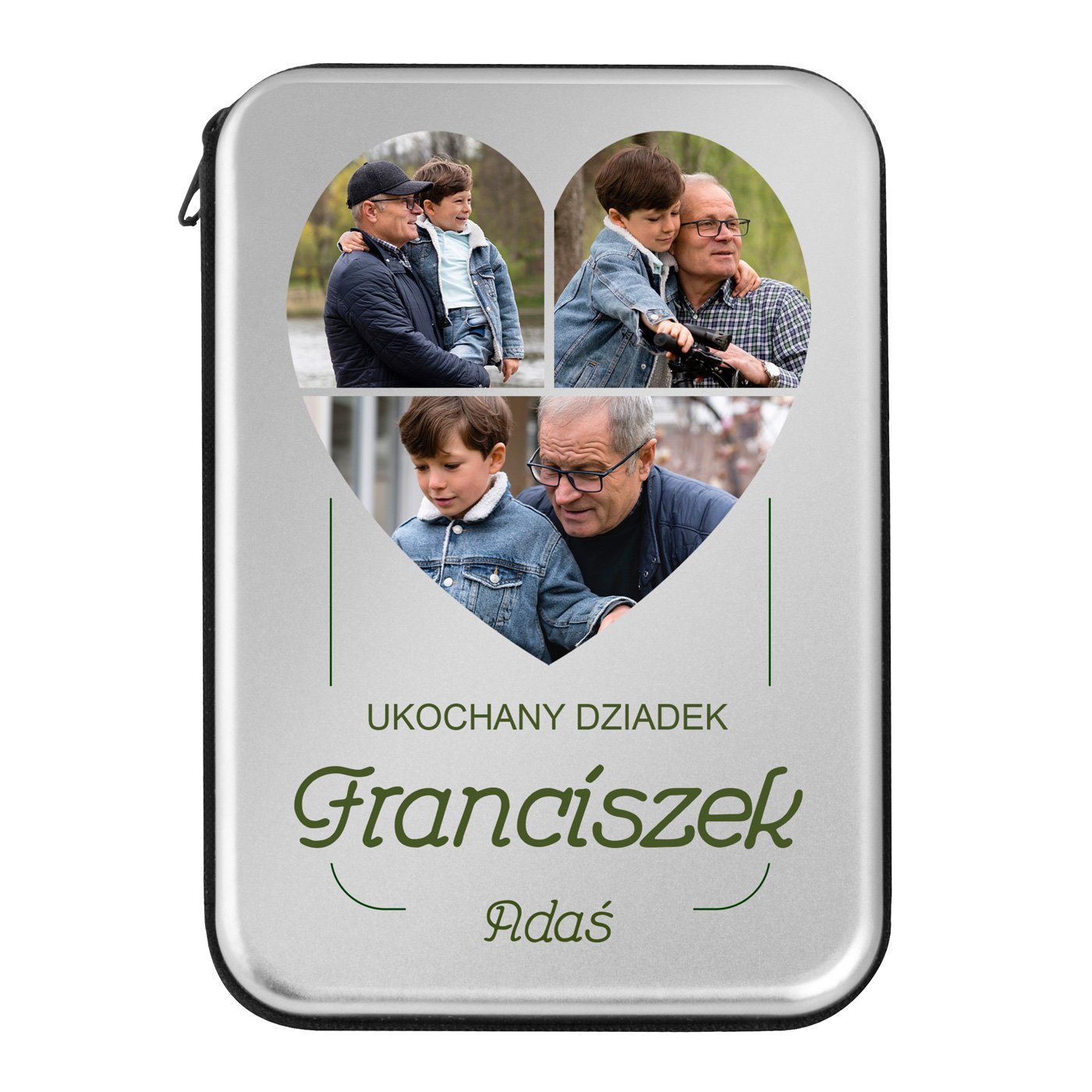 Narzędzia w etui zestaw z kolażem zdjęć dla dziadka na Dzień Dziadka imieniny