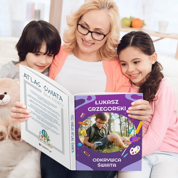 Atlas geograficzny z Twoim zdjęciem dla chłopca