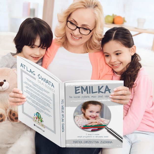Atlas geograficzny z Twoim zdjęciem dla dziewczynki na urodziny