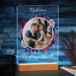 Lampka ramka XL z wydrukiem na szkle akrylowym i podświetleniem LED dla pary na ślub rocznicę parapetówkę