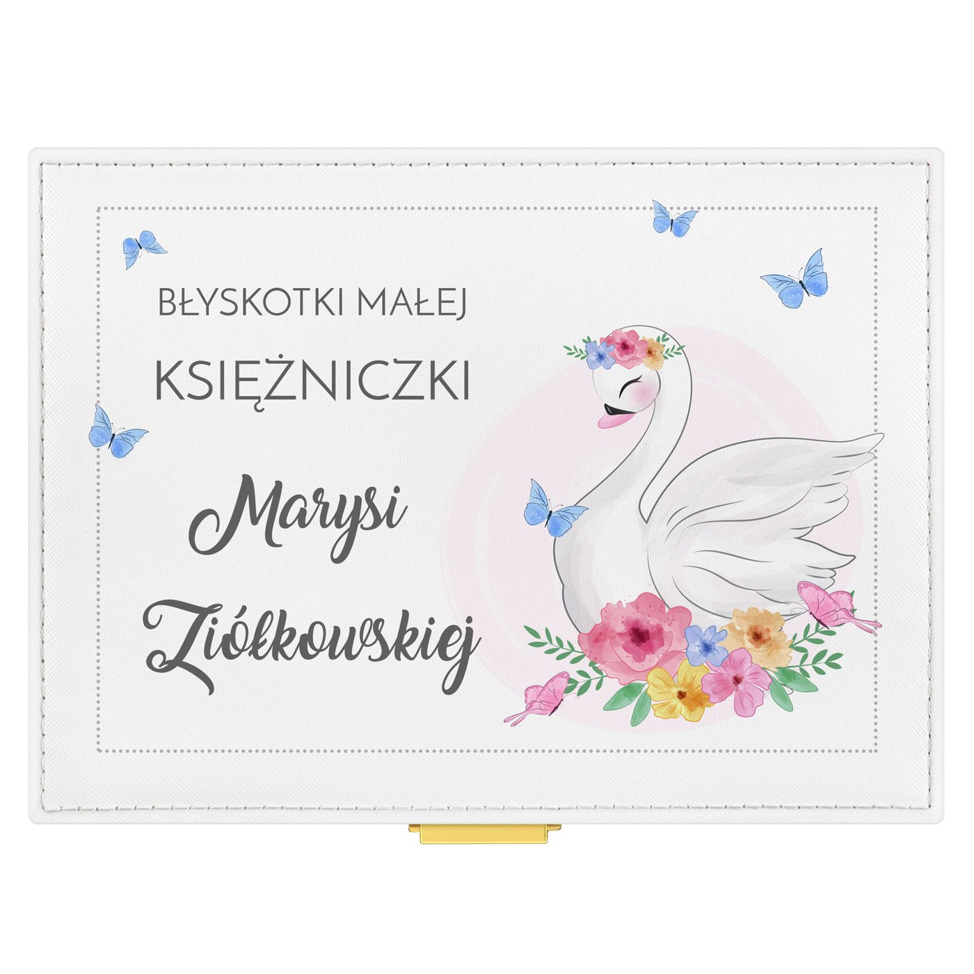 Szkatułka na biżuterię biała z nadrukiem dla dziewczynki