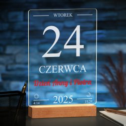 Lampka ramka XL z wydrukiem na szkle akrylowym i podświetleniem LED dla pary na ślub rocznicę parapetówkę