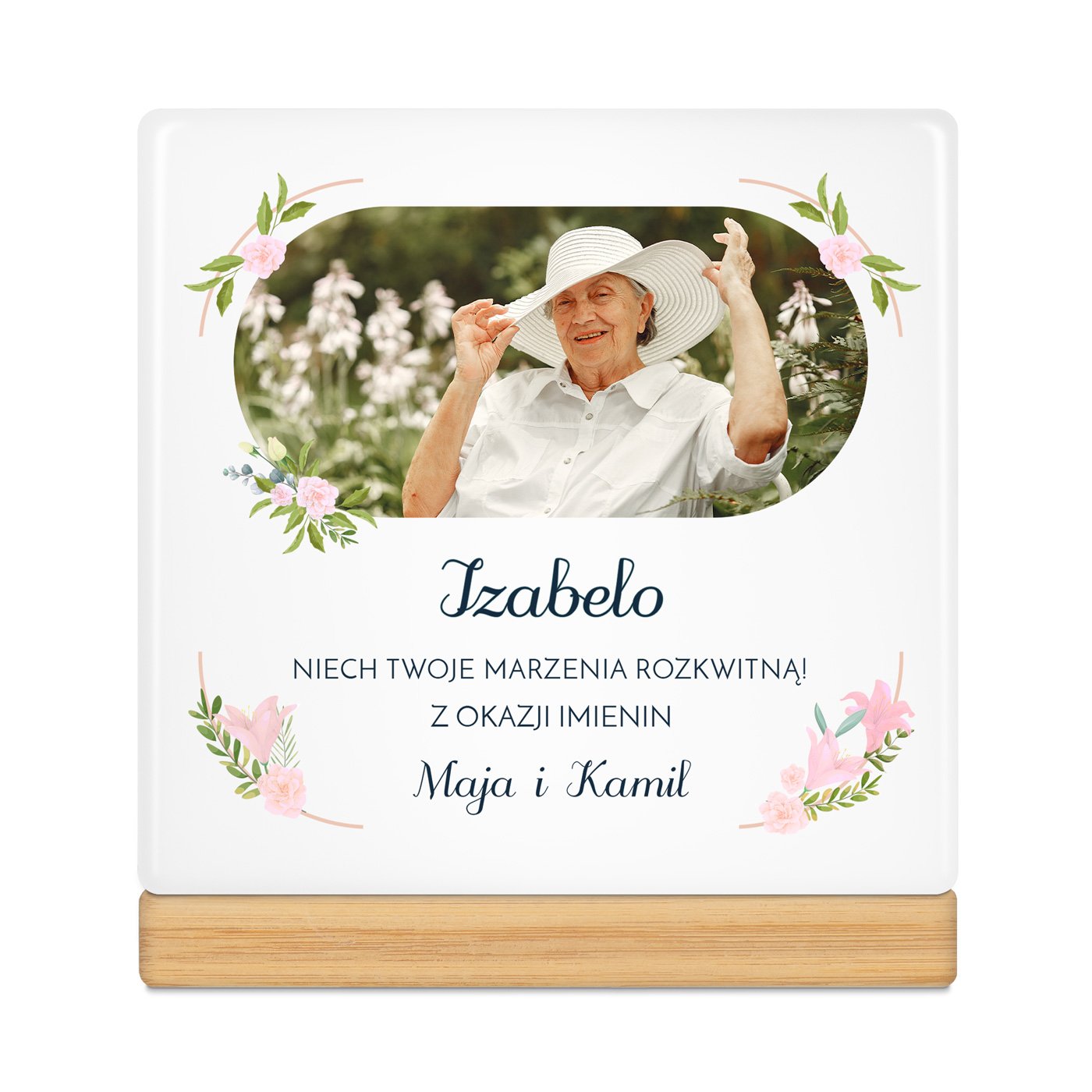 Personalizowana doniczka kwadratowa z Twoim zdjęciem dla niej na imieniny
