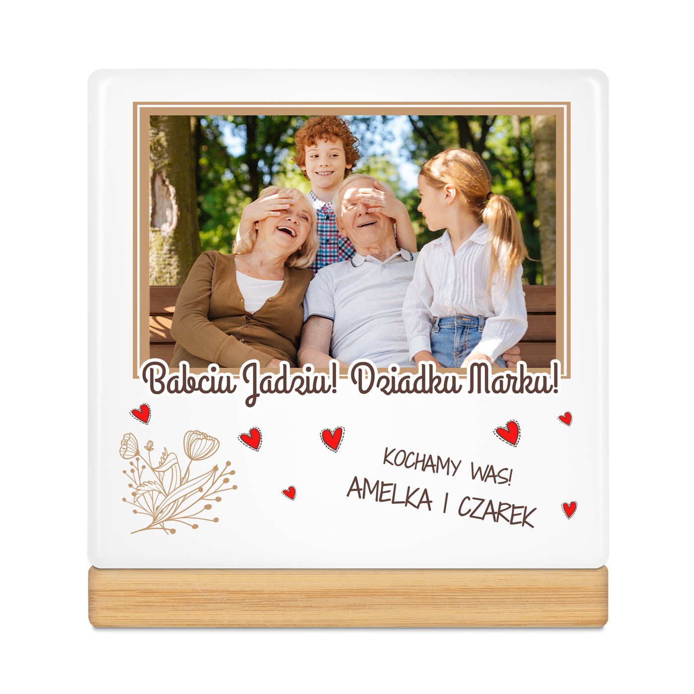 Personalizowana doniczka kwadratowa z Twoim zdjęciem dla dziadków na Dzień Babci i Dzień Dziadka