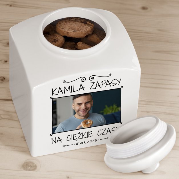 Słoik ceramiczny na ciastka z Twoim zdjęciem dla niego na imieniny