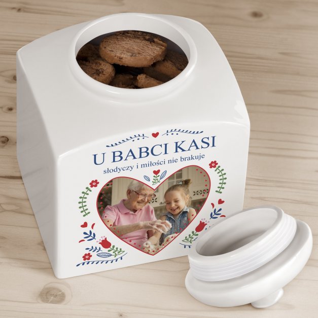 Słoik ceramiczny na ciastka z Twoim zdjęciem dla babci
