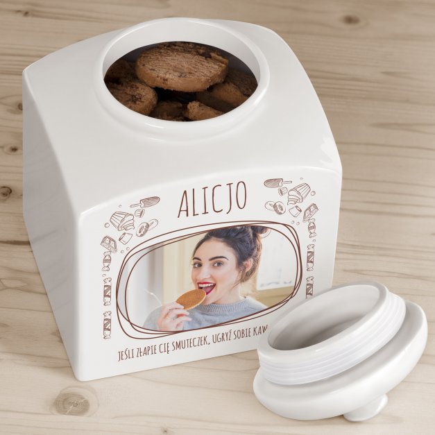 Słoik ceramiczny na ciastka z Twoim zdjęciem dla niej na imieniny