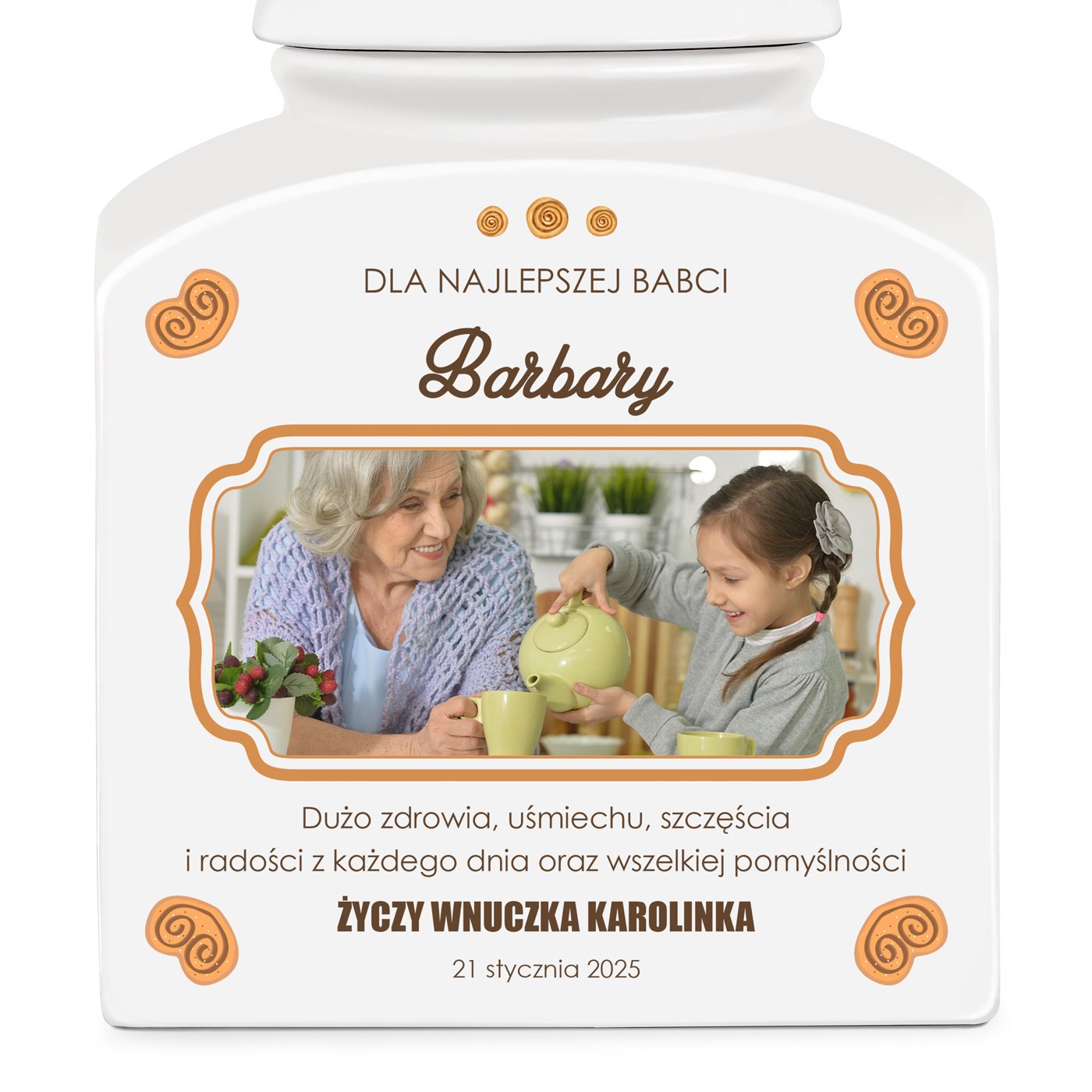 Słoik ceramiczny na ciastka z Twoim zdjęciem dla babci