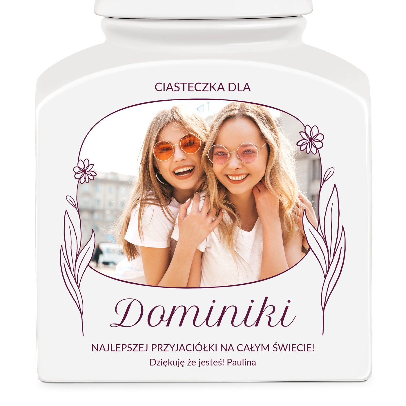 Słoik ceramiczny na ciastka z Twoim zdjęciem dla przyjaciółki