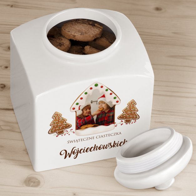 Słoik ceramiczny na ciastka z Twoim zdjęciem dla pary na święta