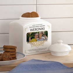 Słoik ceramiczny na ciastka z Twoim zdjęciem dla siostry