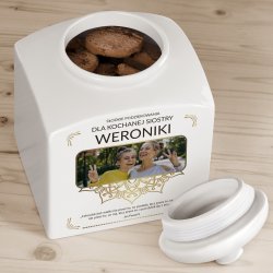 Słoik ceramiczny na ciastka z Twoim zdjęciem dla siostry
