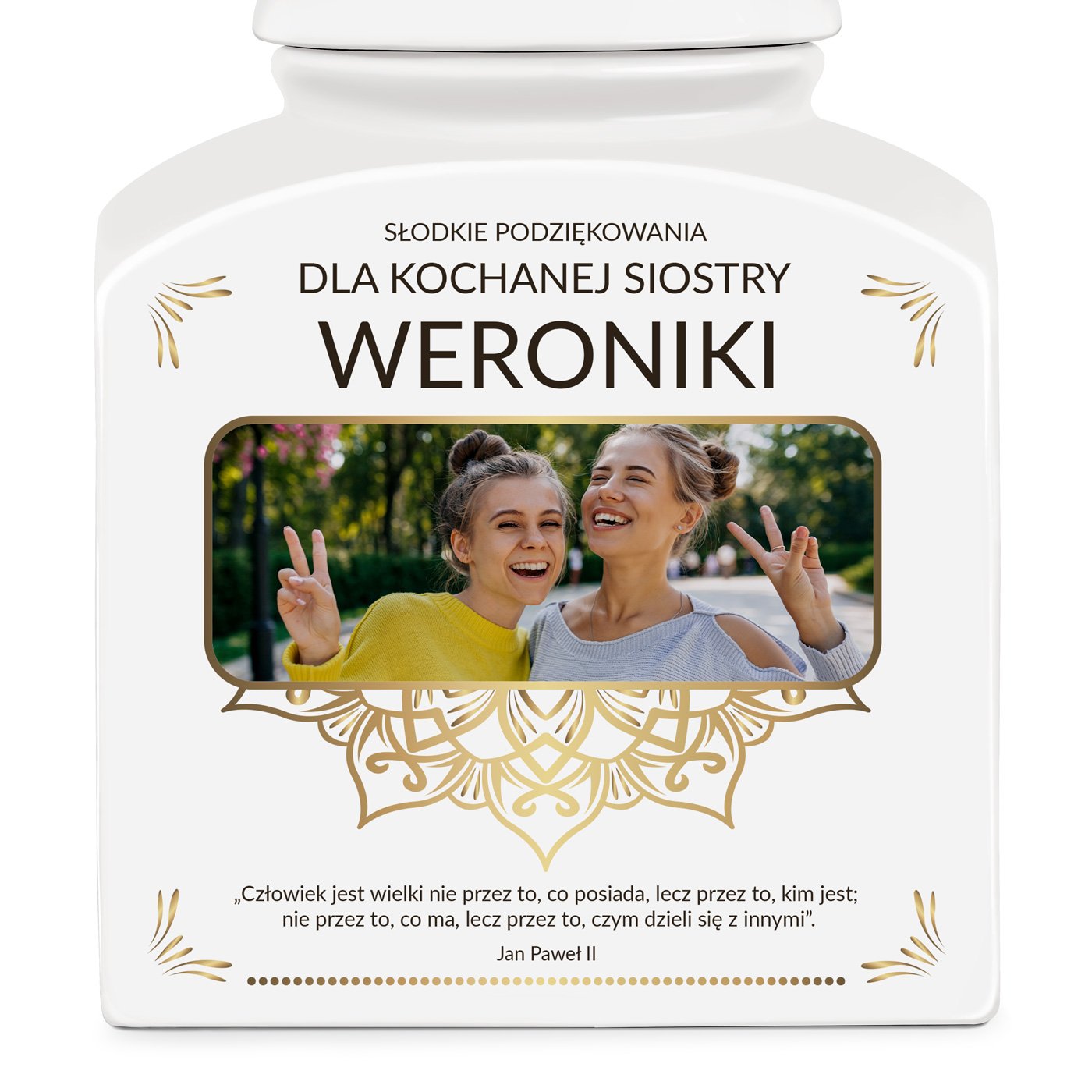 Słoik ceramiczny na ciastka z Twoim zdjęciem dla siostry