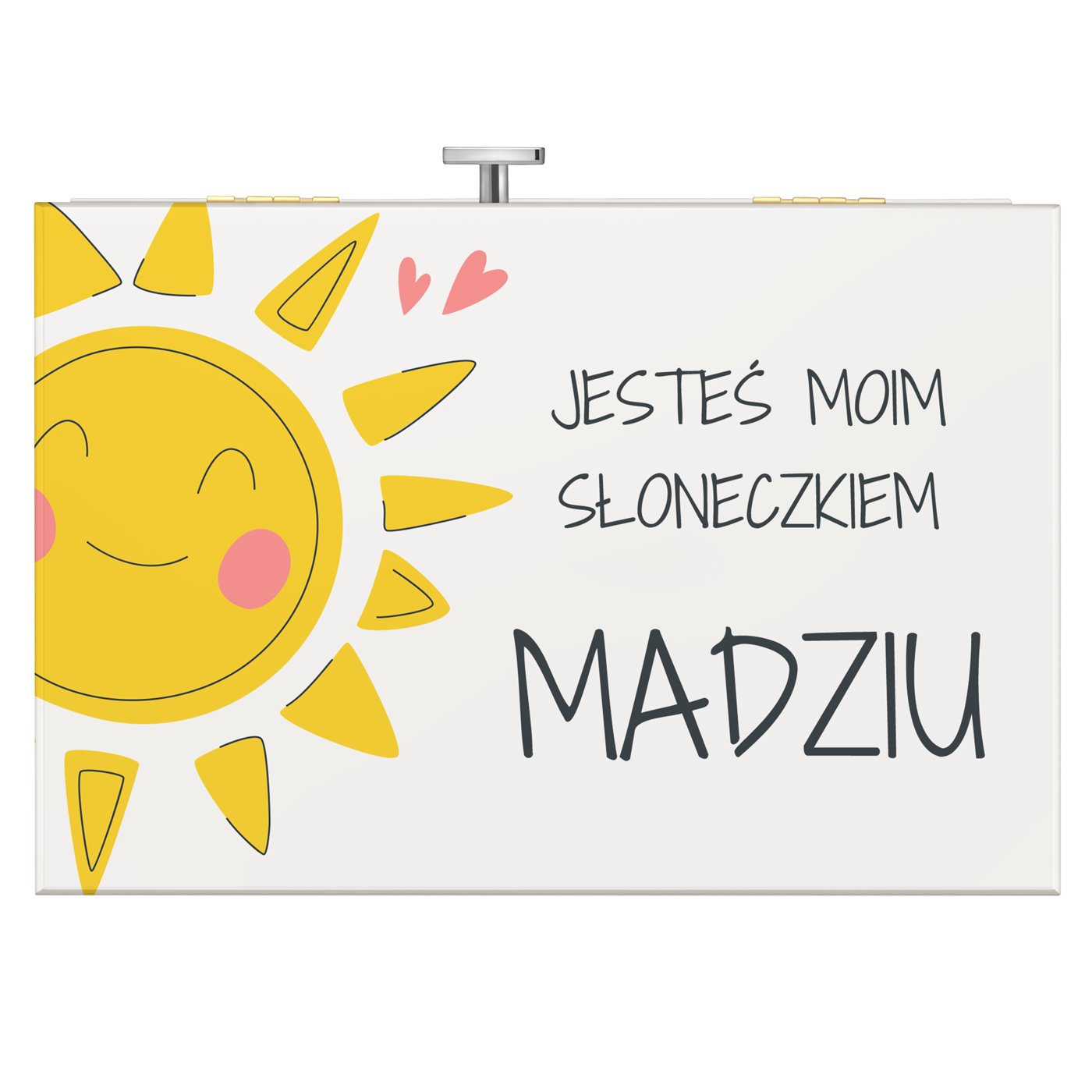 Szkatułka na biżuterię z pozytywką i szufladką z nadrukiem dla dziewczynki na imieniny