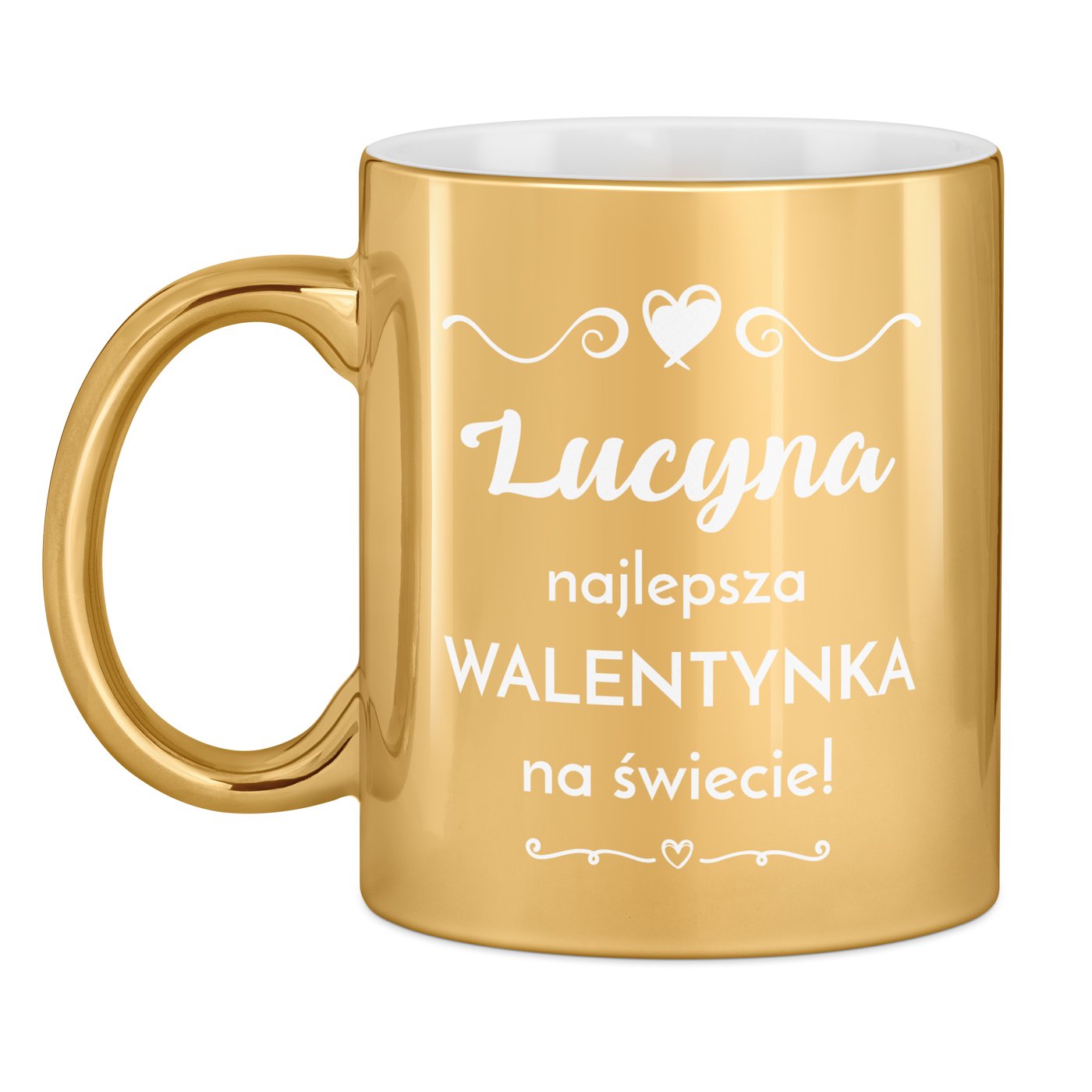 Kubek ceramiczny złoty z grawerem dla dziewczyny żony na walentynki
