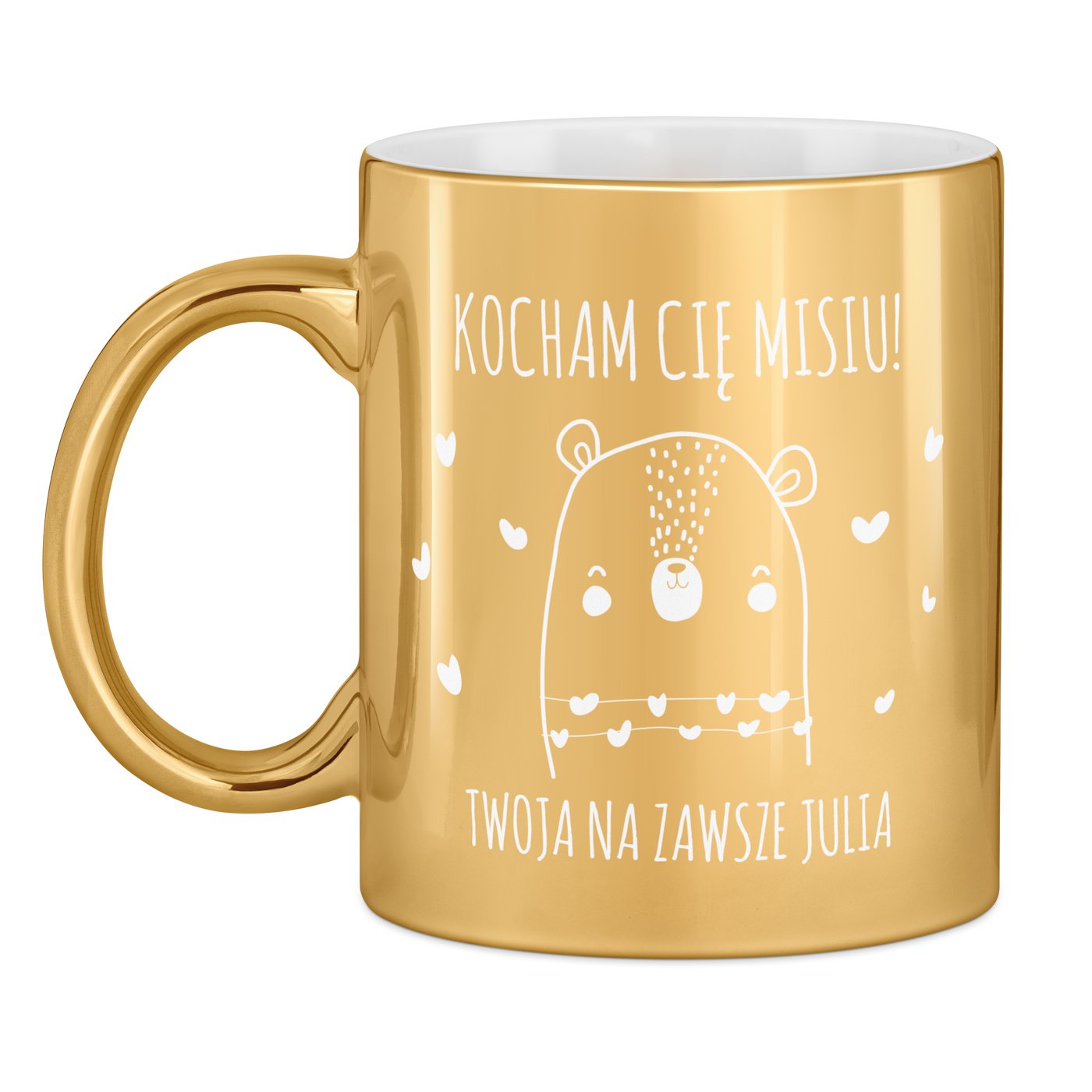 Kubek ceramiczny złoty z grawerem dla chłopaka męża na walentynki rocznicę imieniny