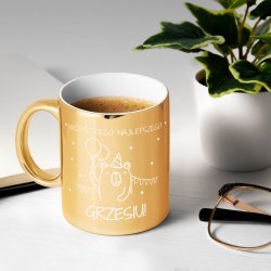 Kubek ceramiczny złoty z grawerem dla niego chłopca na imieniny urodziny