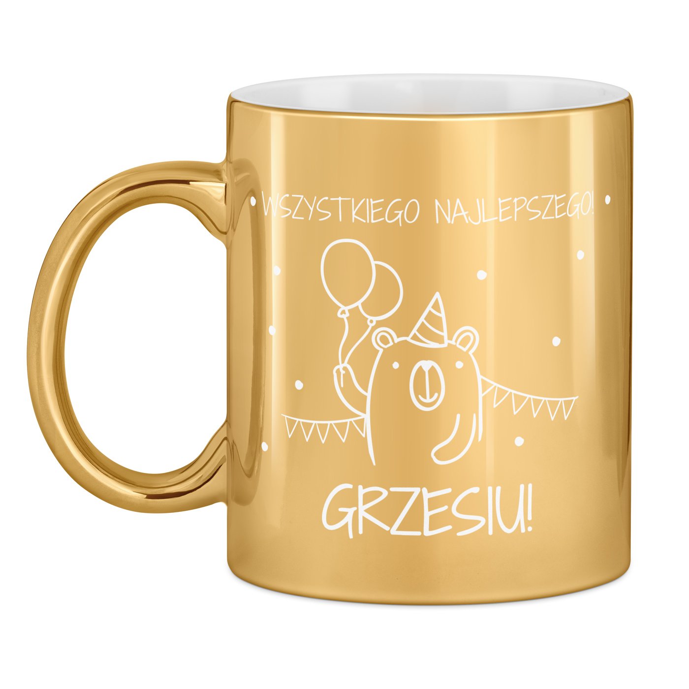 Kubek ceramiczny złoty z grawerem dla niego chłopca na imieniny urodziny