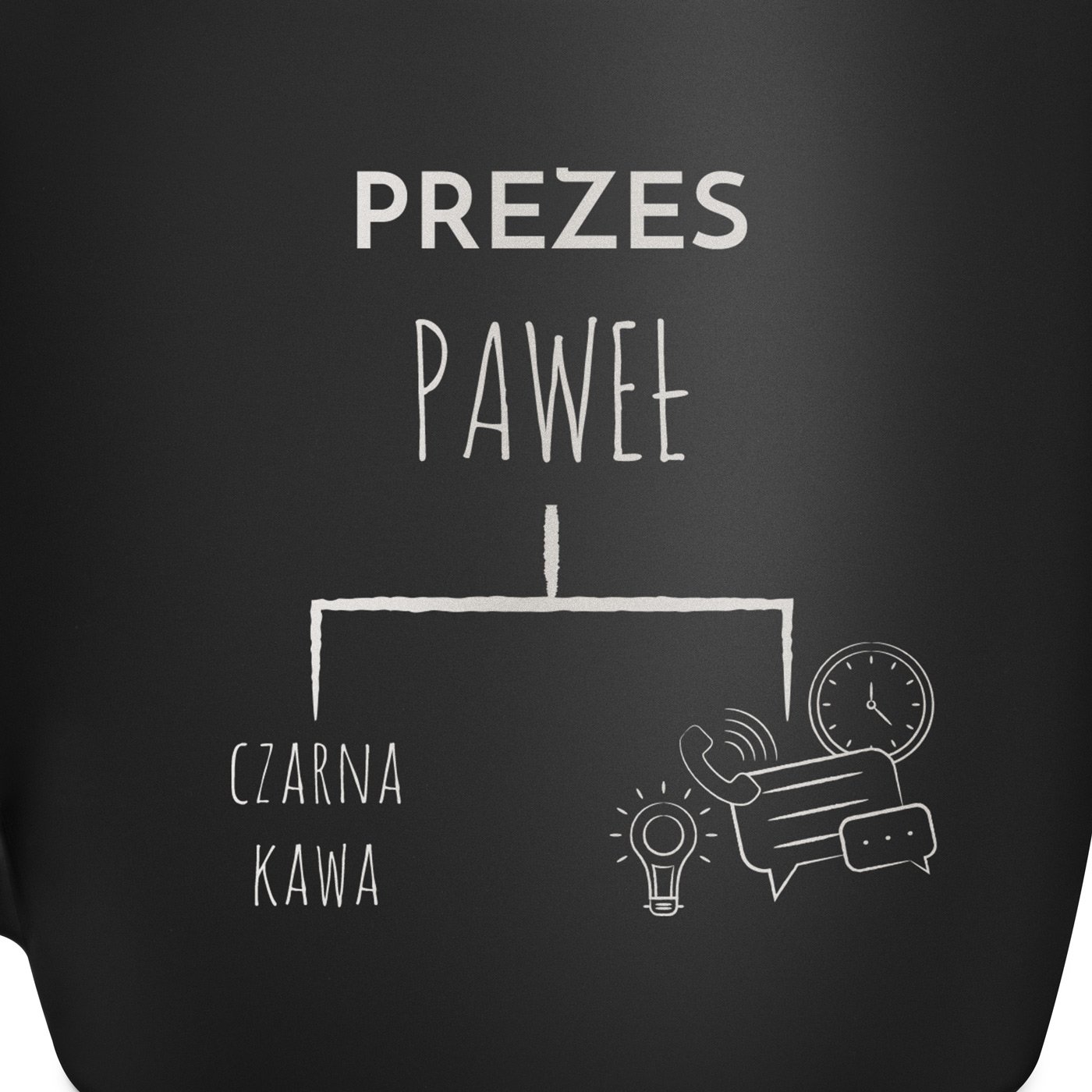 Kubek ceramiczny czarny środek czarny z grawerem dla prezesa szefa na imieniny