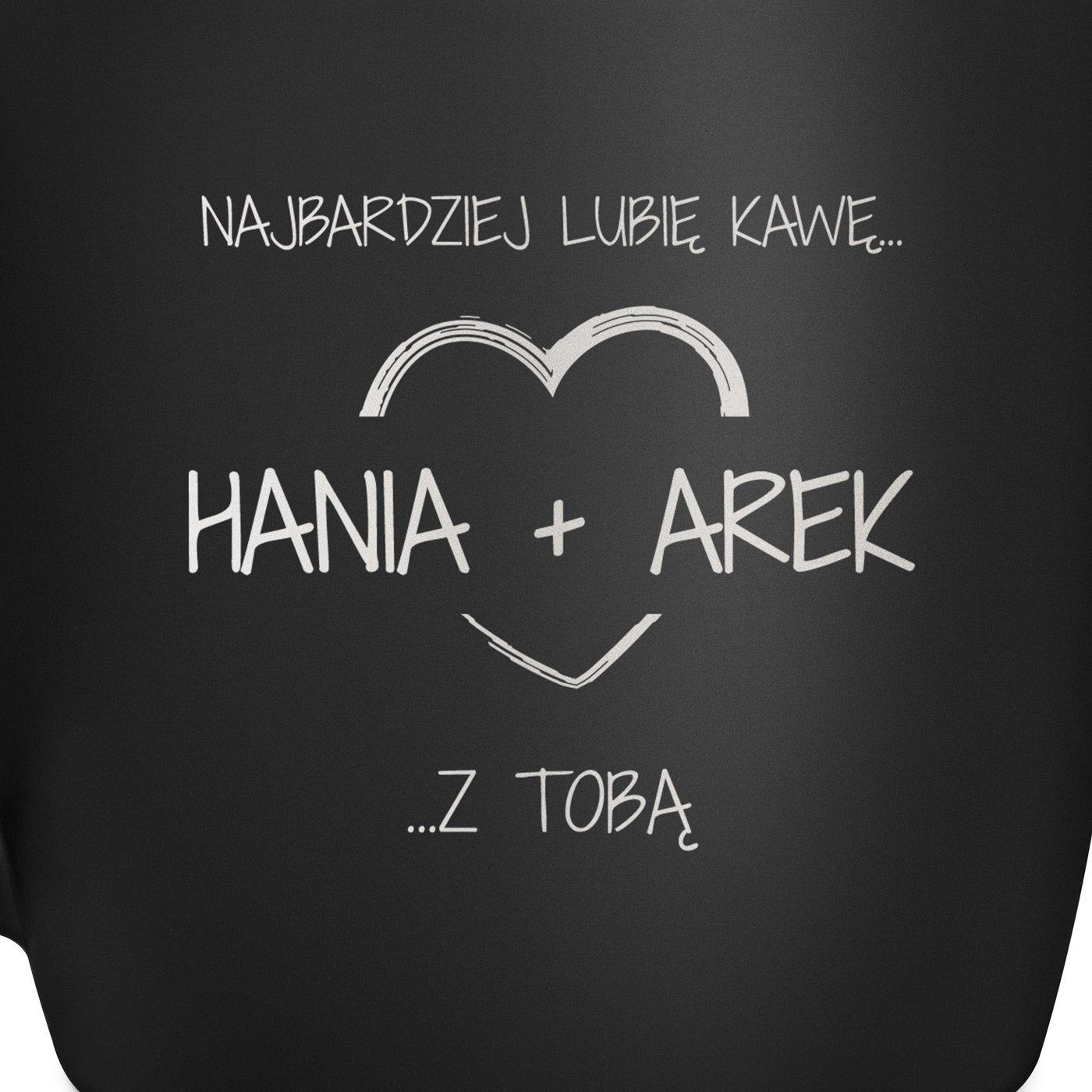 Kubek ceramiczny czarny środek czarny z grawerem dla dziewczyny żony chłopaka męża na walentynki