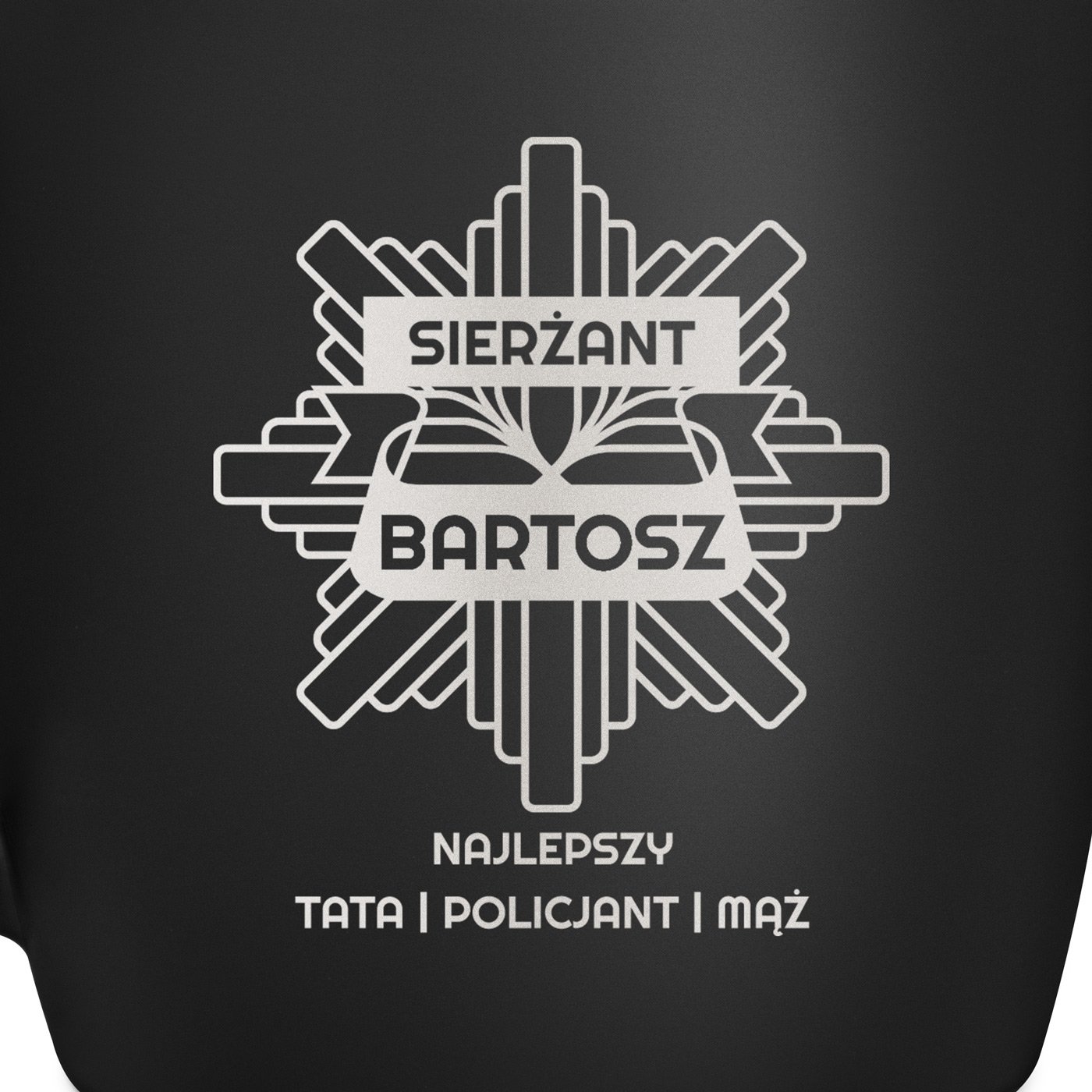Kubek ceramiczny czarny środek czarny z grawerem dla policjanta taty męża