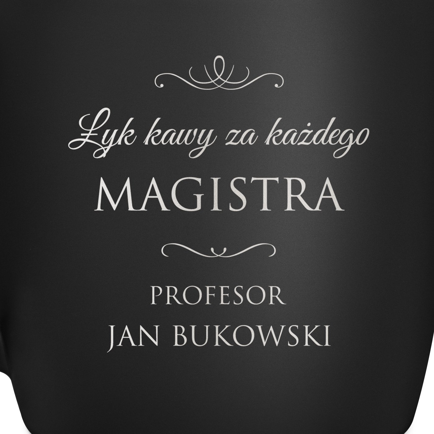 Kubek ceramiczny czarny środek czarny z grawerem dla promotora