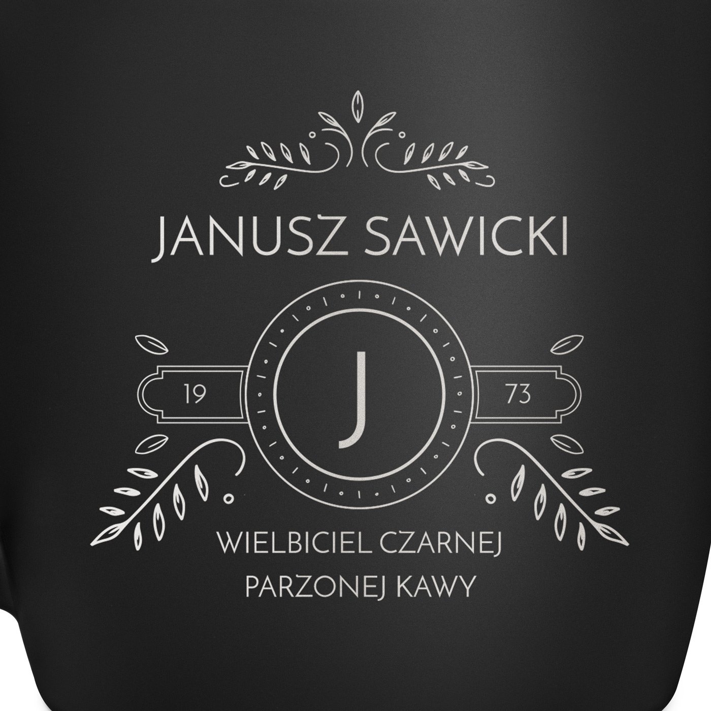 Kubek ceramiczny czarny środek czarny z grawerem dla gentlemana na urodziny