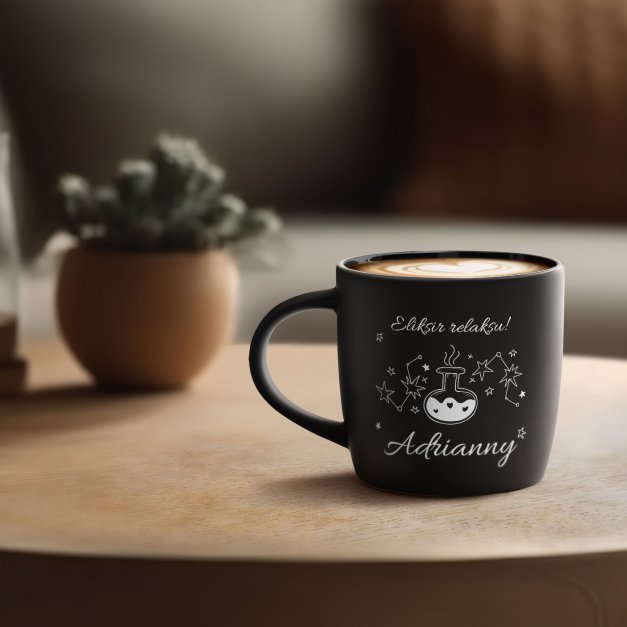 Kubek ceramiczny czarny środek czarny z grawerem dla niej dziewczyny żony na imieniny