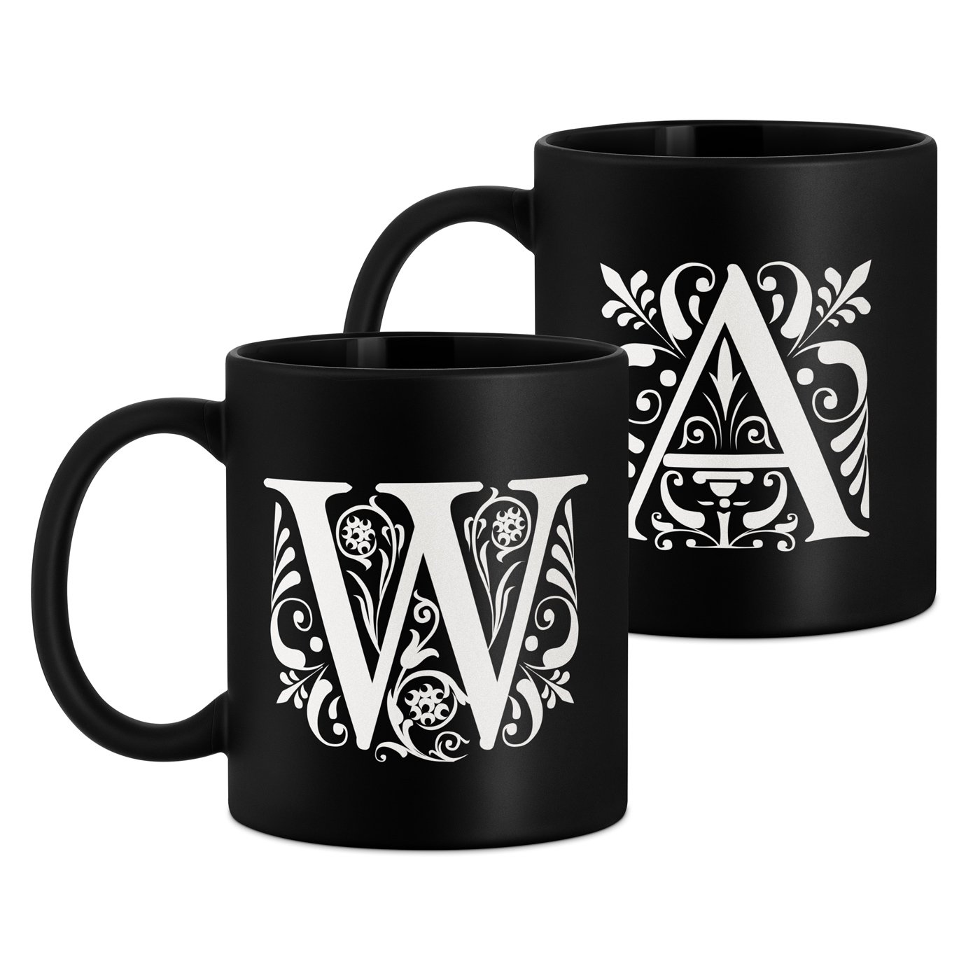 Kubki ceramiczne czarne matowe x2 zestaw z grawerem dla pary na ślub rocznicę parapetówkę