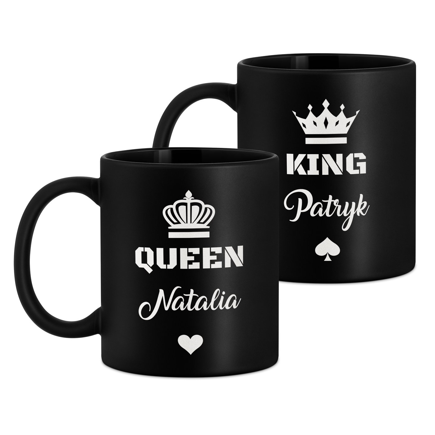 Kubki ceramiczne czarne matowe x2 zestaw z grawerem dla pary na ślub rocznicę parapetówkę