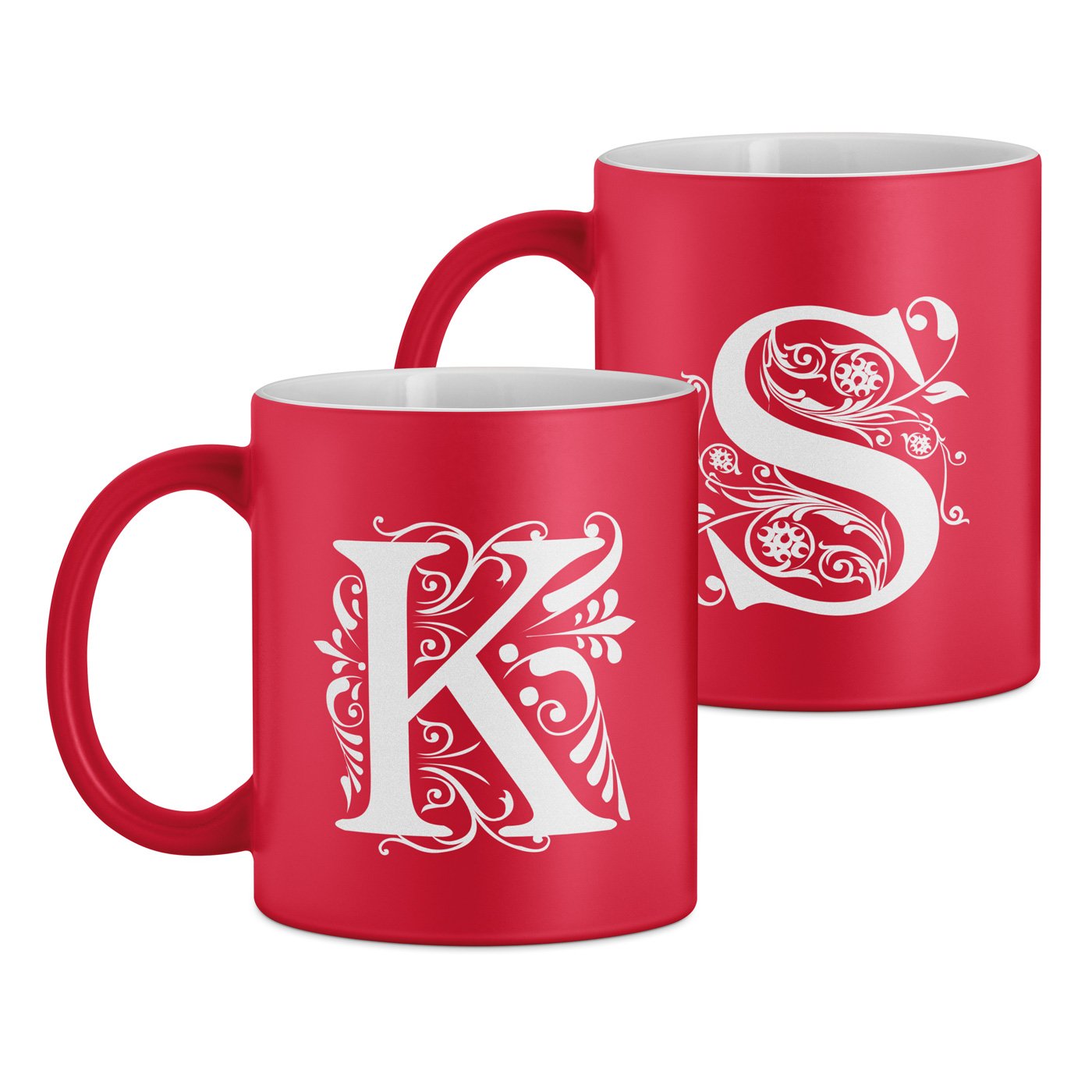 Kubki ceramiczne czerwone z białym środkiem x2 z grawerem dla pary na rocznicę ślubu parapetówkę święta walentynki