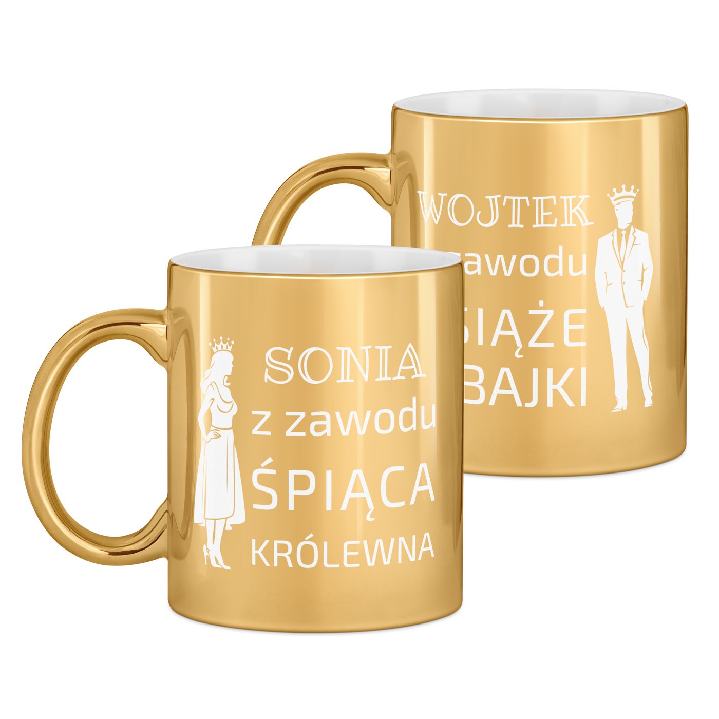Kubki ceramiczne złote x2 z grawerem dla pary na rocznicę ślubu