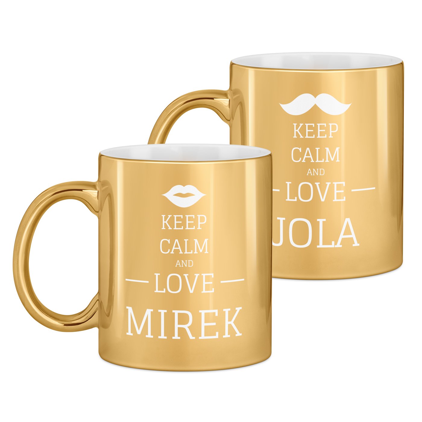 Kubki ceramiczne złote x2 z grawerem dla pary na ślub rocznicę walentynki