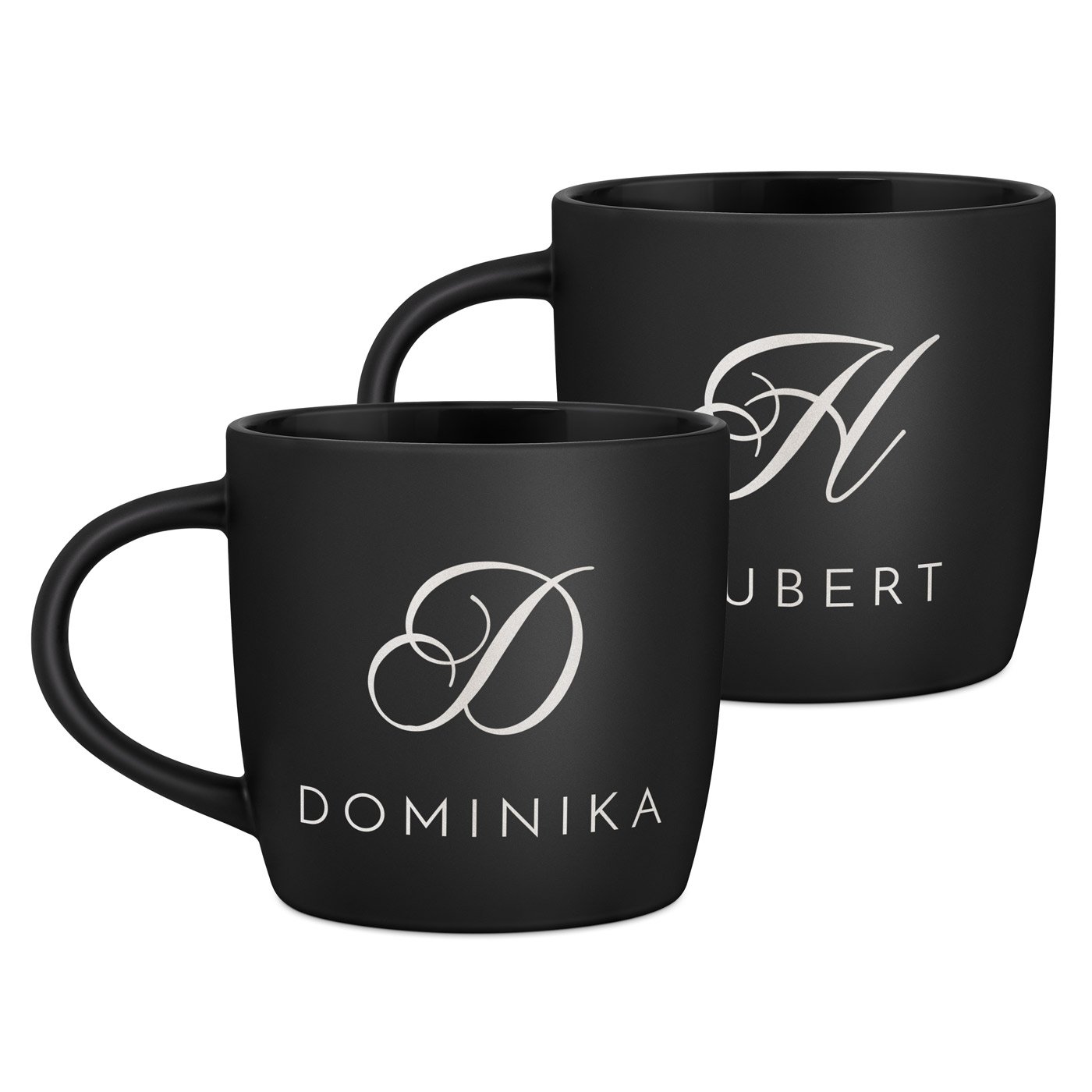 Kubki ceramiczne czarne x2 z grawerem dla pary na ślub rocznicę parapetówkę
