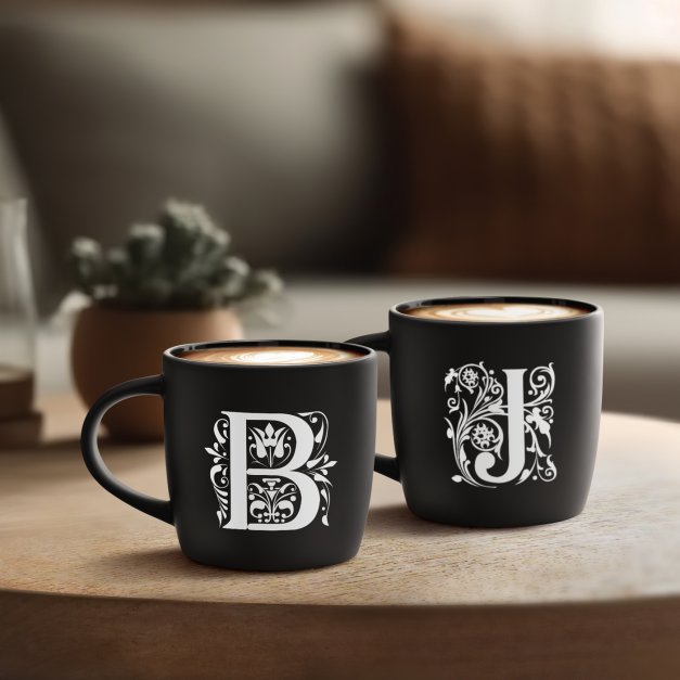 Kubki ceramiczne czarne x2 z grawerem dla pary na ślub rocznicę parapetówkę