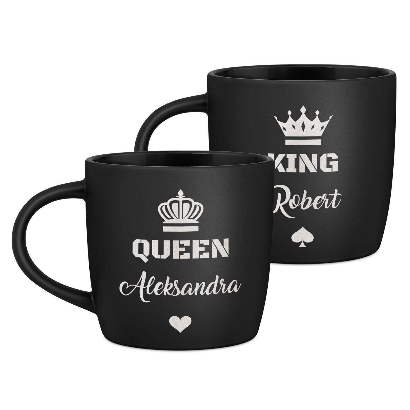 Kubki ceramiczne czarne x2 z grawerem dla pary na ślub rocznicę parapetówkę