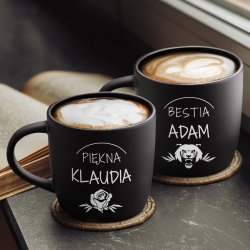 Kubki ceramiczne czarne x2 z grawerem dla pary żony na rocznicę walentynki