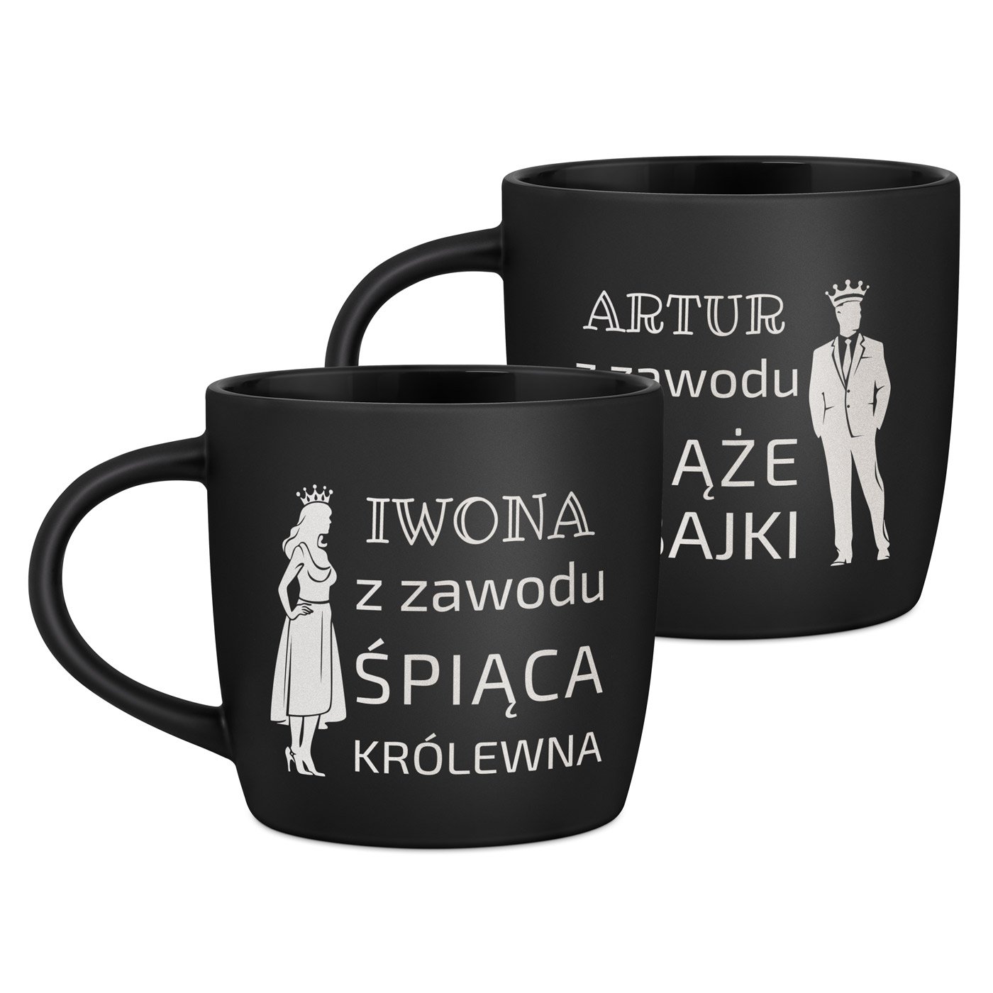 Kubki ceramiczne czarne x2 z grawerem dla pary na ślub rocznicę parapetówkę