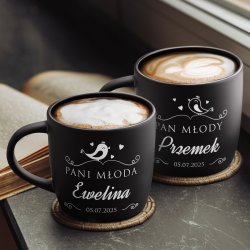 Kubki ceramiczne czarne x2 z grawerem dla pary na ślub