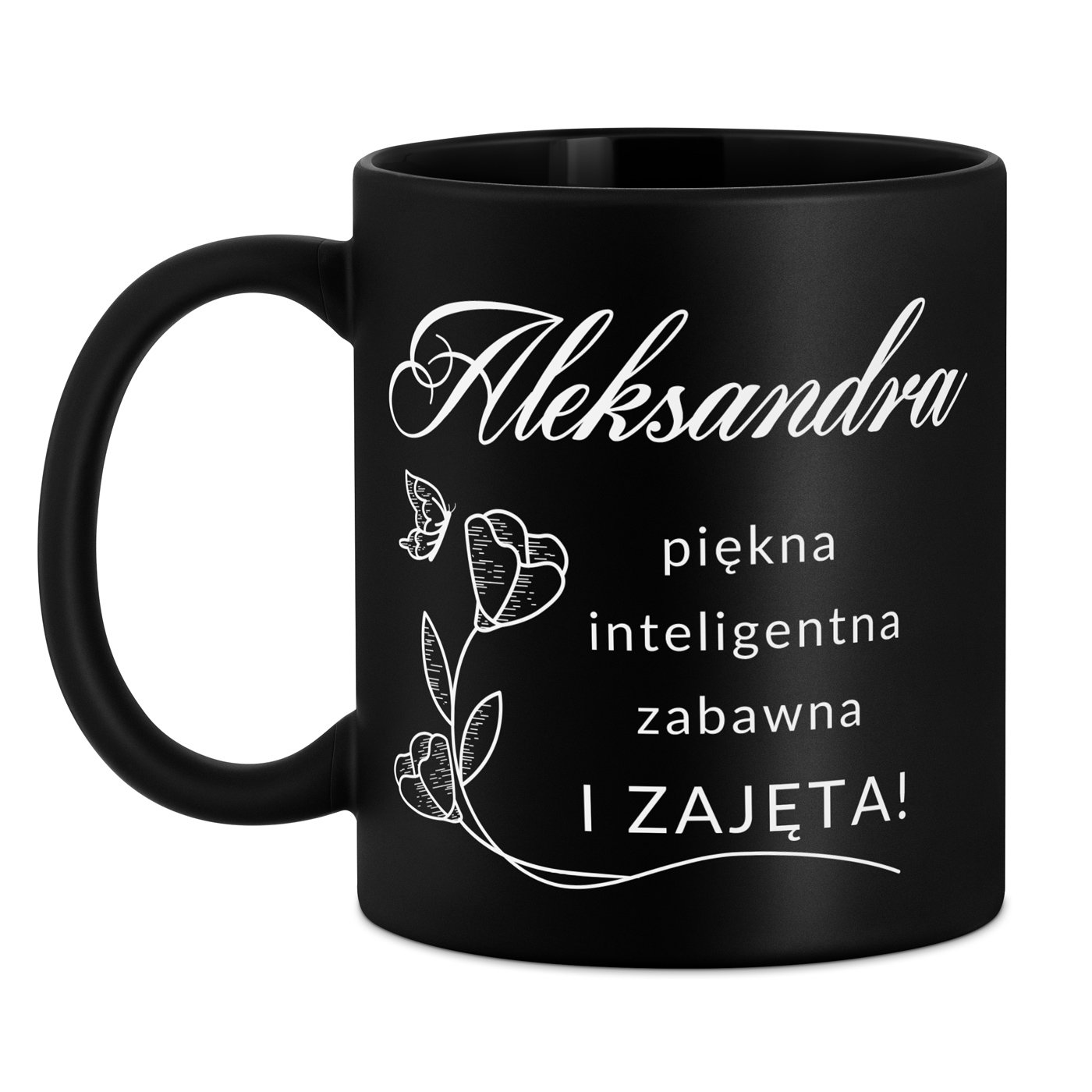 Kubek ceramiczny czarny matowy z grawerem dla dziewczyny żony na rocznicę imieniny